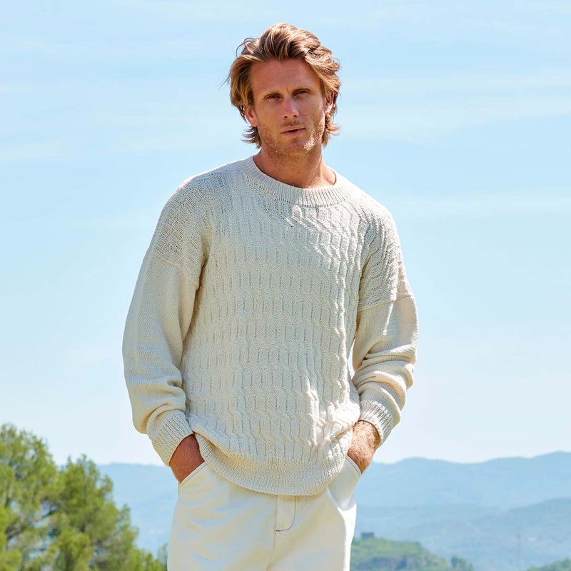 Miehen neulepaita Cotton-Cashmere -langasta (ohje Katian sivuilla)